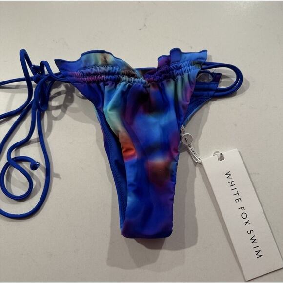 White Fox Bikini Bottom Swim Size Medium Side Tie Summer Soiree Sexy Colorful - Picture 2 of 8